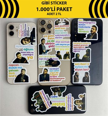 Sticker Gibi 1000 Adet Karışık Paket